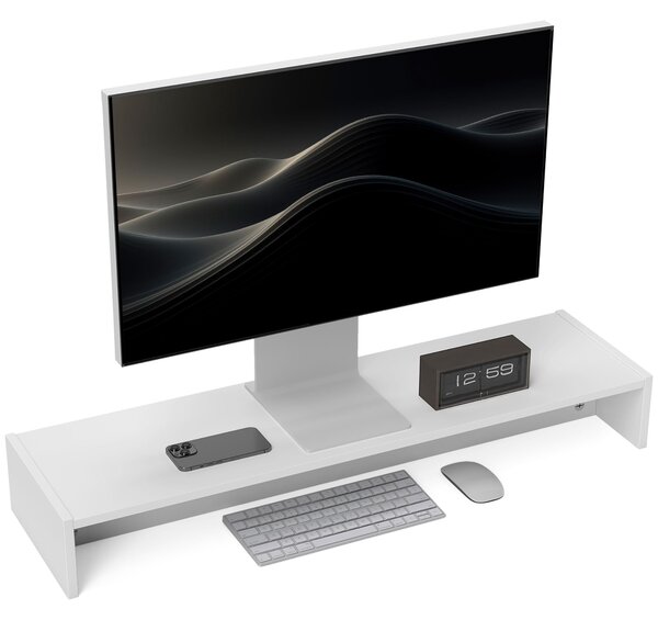 Supporto per Monitor 3 Vani 100x27x15 cm in Legno Bianco