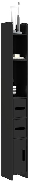 Mobile a Colonna da Bagno 15x17x120 cm Design Compatto Salvaspazio Nero