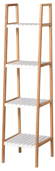 Scaffale Bagno 4 Ripiani Autoportante 35x36x138,5 cm in Legno Bianco