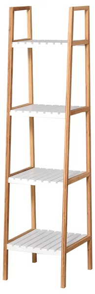 Scaffale Bagno 4 Ripiani Autoportante 35x36x138,5 cm in Legno Bianco