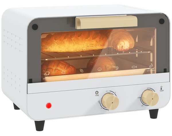 Forno Elettrico 12L Timer e Temperatura Regolabile 31,5x27,7x22,7 cm Bianco e Oro