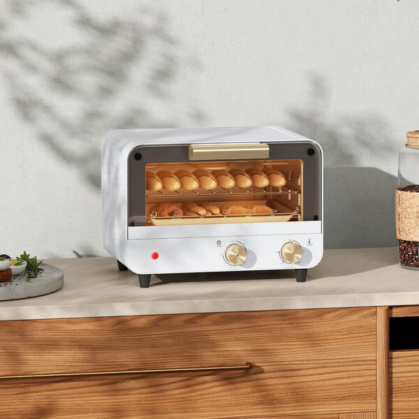 Forno Elettrico 12L Timer e Temperatura Regolabile 31,5x27,7x22,7 cm Bianco e Oro