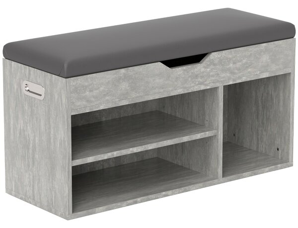 Panca Scarpiera Salvaspazioni con Vani a Giorno e a Scomparsa 80x30x45 cm Nero e Grigio