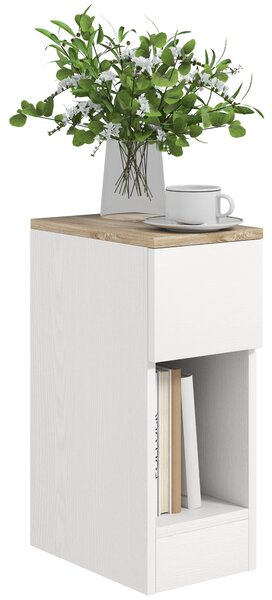 Comodino con Cassetto e Ripiano in Legno 20x30x50 cm Bianco