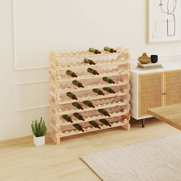 Portabottiglie Cantinetta Vini con 8 Ripiani per 96 Bottiglie 114x28x113,5 cm in Legno di Pino