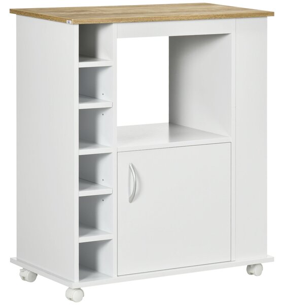 Carrello da Cucina con Armadietto e Ripiani Regolabili 75x39,5x88 cm Bianco