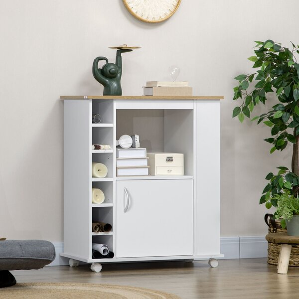 Carrello da Cucina con Armadietto e Ripiani Regolabili 75x39,5x88 cm Bianco