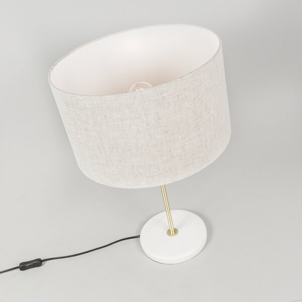 Lampada da tavolo in ottone con paralume grigio 35 cm - Kaso