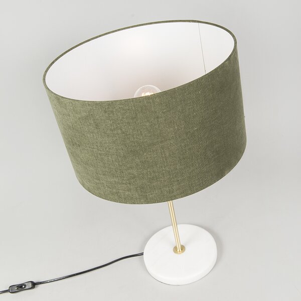 Lampada da tavolo in ottone con paralume verde 35 cm - Kaso