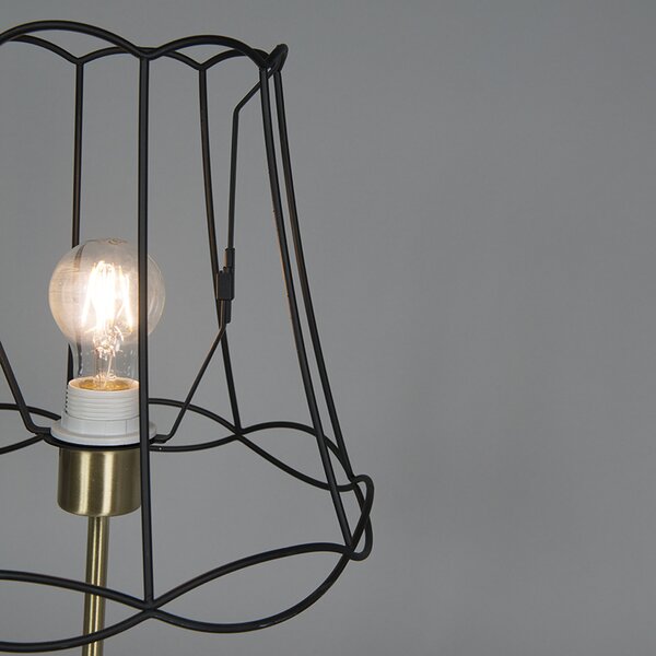 Lampada da tavolo retrò in ottone con telaio Granny nero 30 cm - Kaso