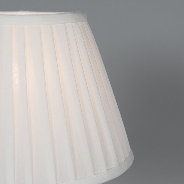 Lampada da tavolo retrò in ottone con paralume plissé bianco 25 cm - Kaso