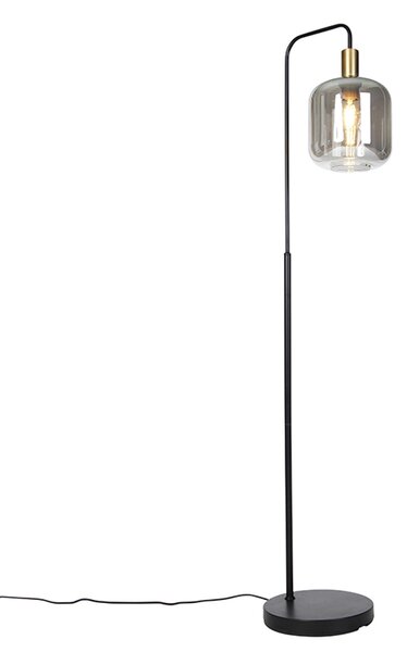 Lampada da terra di design nera con vetro oro e fumé - Zuzanna