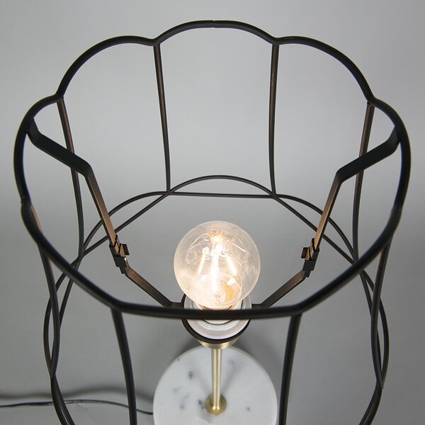 Lampada da tavolo retrò in ottone con telaio Granny nero 30 cm - Kaso