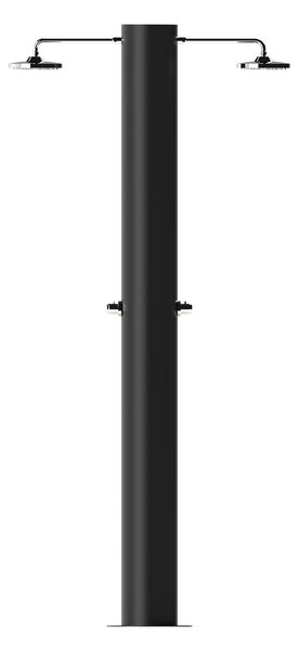 Doccia Solare da Giardino 70 L 2 Soffione Eco Rain e 2 Miscelatore Temporizzato Arno T2N Nero Opaco