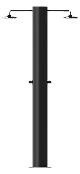 Doccia Solare da Giardino 70 L 2 Soffione Eco Rain e 2 Miscelatore Temporizzato Arno T2N Nero Opaco