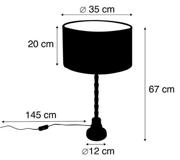 Lampada da tavolo Art Déco con paralume in velluto giallo 35 cm - Pisos