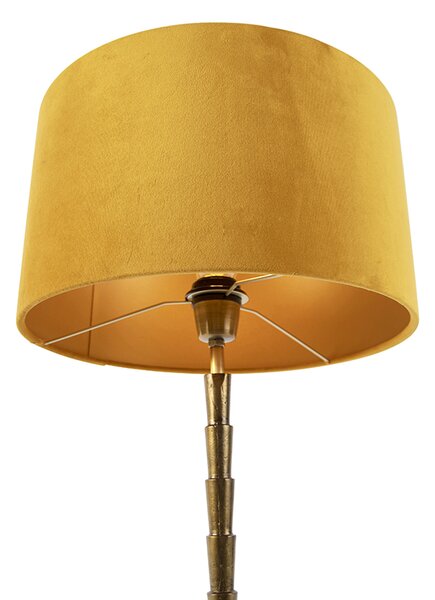 Lampada da tavolo Art Déco con paralume in velluto giallo 35 cm - Pisos