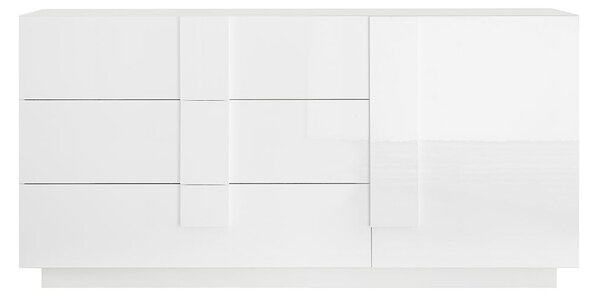 Madia Design Moderno 1 Anta 3 Cassetti Jupiter 182x44x90 cm Bianco laccato lucido
