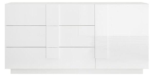 Madia Design Moderno 1 Anta 3 Cassetti Jupiter 182x44x90 cm Bianco laccato lucido