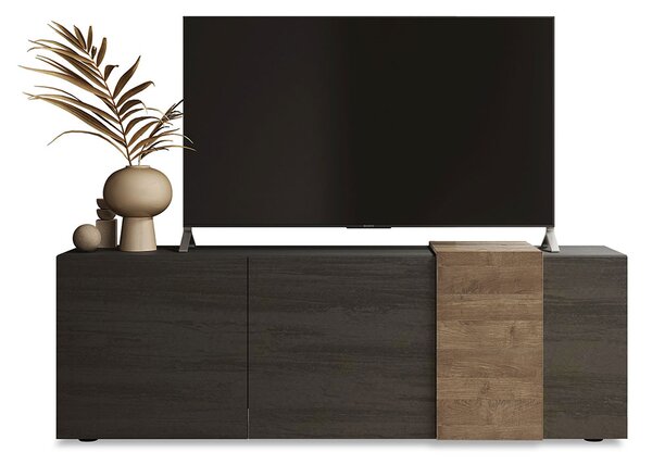 Mobile TV Moderno 3 Ante Venus 181x44x57 cm Titanio E Noce Mercure