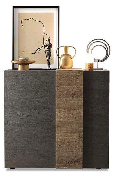 Madia Design Moderno 2 Ante Venus 121x44x114 cm Titanio E Noce Mercure