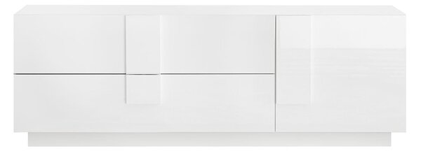 Mobile TV Moderno 1 Anta 2 Cassetti Jupiter 182x44x63 cm Bianco laccato lucido