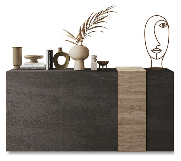 Madia Design Moderno 3 Ante Venus 181x44x84 cm Titanio E Rovere Cadiz