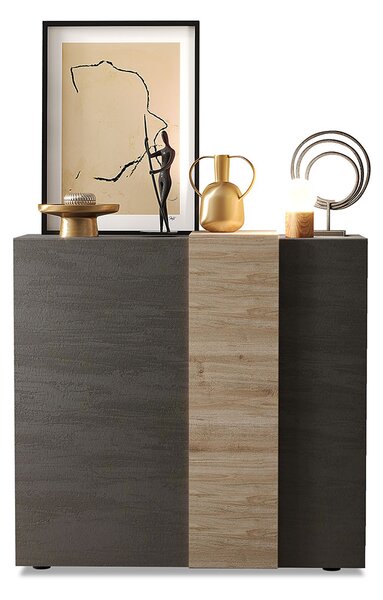 Madia Design Moderno 2 Ante Venus 121x44x114 cm Titanio E Rovere Cadiz