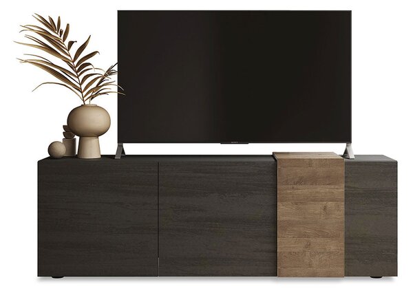 Mobile TV Moderno 3 Ante Venus 181x44x57 cm Titanio E Noce Mercure