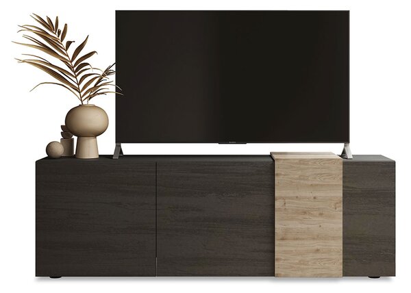 Mobile TV Moderno 3 Ante Venus 181x44x57 cm Titanio E Rovere Cadiz