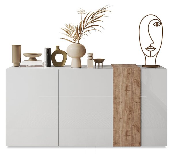 Madia Design Moderno 3 Ante Venus 181x44x84 cm Bianco Lucido E Cadiz