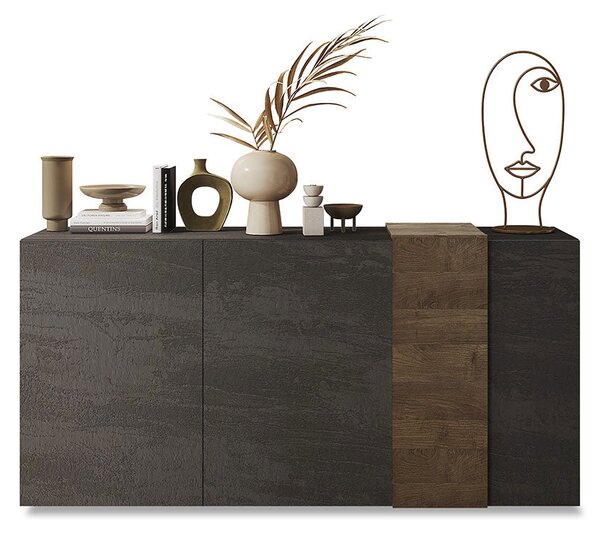 Madia Design Moderno 3 Ante Venus 181x44x84 cm Titanio E Noce Mercure