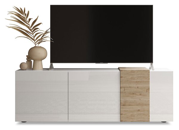 Mobile TV Moderno 3 Ante Venus 181x44x57 cm Bianco Lucido E Cadiz