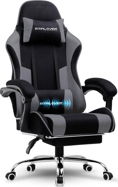 Sedia da gaming GTPLAYER, sedia da ufficio, sedia ergonomica per computer, sedia da gaming con supporto lombare massaggiante, poggiapiedi e poggiatesta