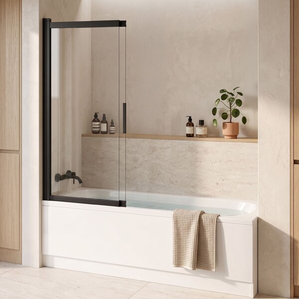 Paravento vasca scorrevole REA Dario Black 80