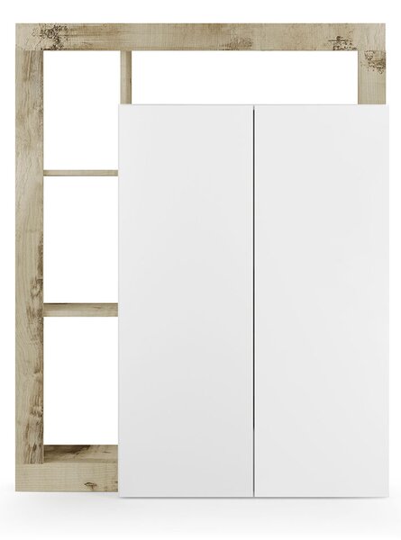 Mobile Multiuso 2 Ante con 5 Ripiani 109x30x138,5 cm Hamburg Bianco Lucido e Pero