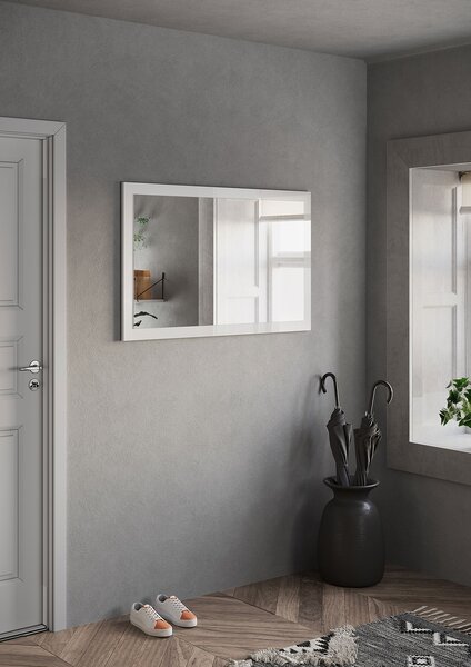 Specchio da Parete Orizzontale o Verticale con Cornice 110x2x68 cm Frame Bianco Lucido