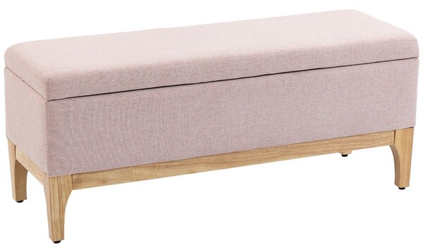 HOMCOM Cassapanca con coperchio rimovibile stile scandinavo, Panca contenitore in tessuto effetto lino, 110x39x45 cm, rosa | Aosom Italy