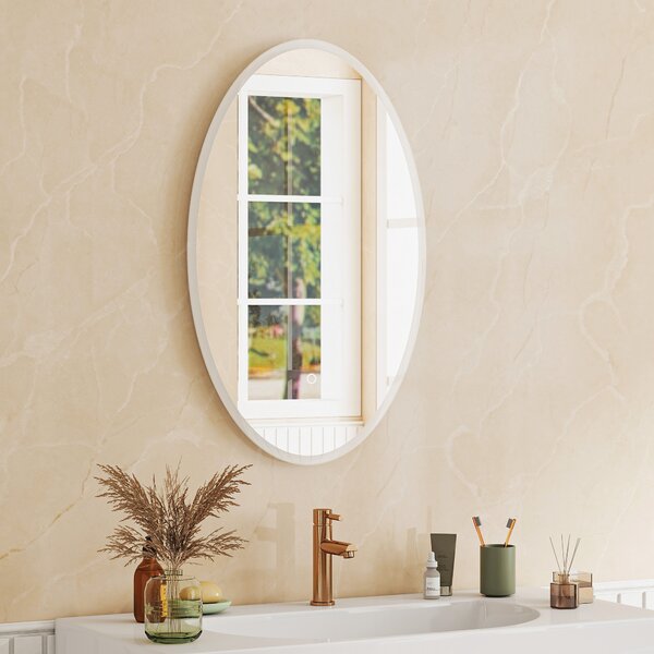 HOMCOM Specchio da bagno con illuminazione, anti-appannamento e 3 colori di luce, 50x4x80cm, Trasparente | Aosom Italy