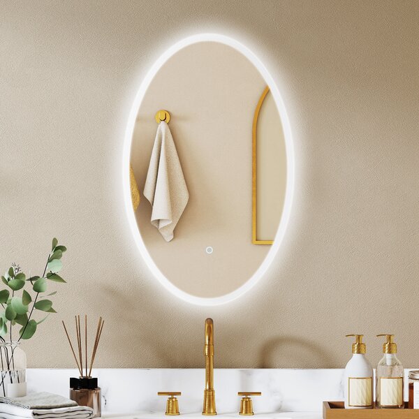 HOMCOM Specchio da bagno con illuminazione, anti-appannamento e 3 colori di luce, 50x4x80cm, Trasparente | Aosom Italy
