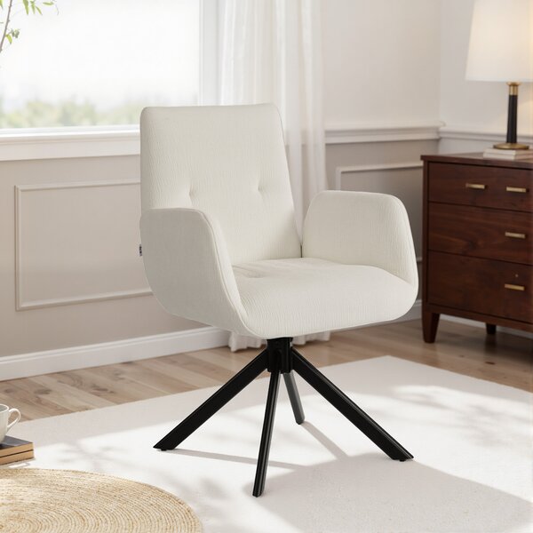 HOMCOM Poltrona Moderno imbottita, Sedia d'accento girevole fino a 120 kg, 60x61x88 cm, bianco crema | Aosom Italy