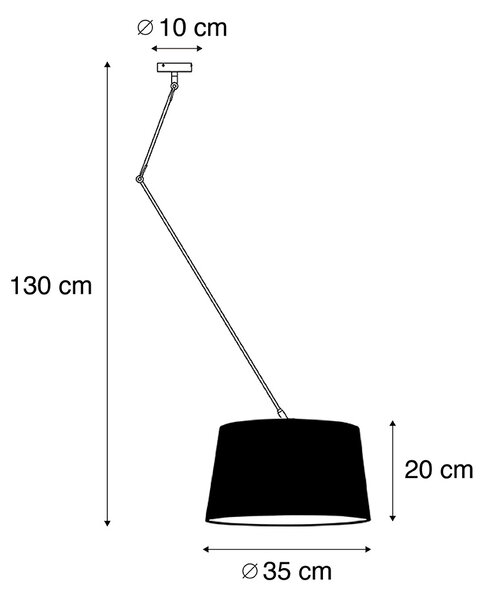 Lampada a sospensione in acciaio con paralume in lino bianco 35 cm - Blitz