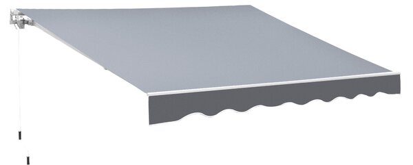 Tenda da Sole da Esterno 250x200 cm Avvolgibile Manualmente in Alluminio e Poliestere Grigio e Bianco
