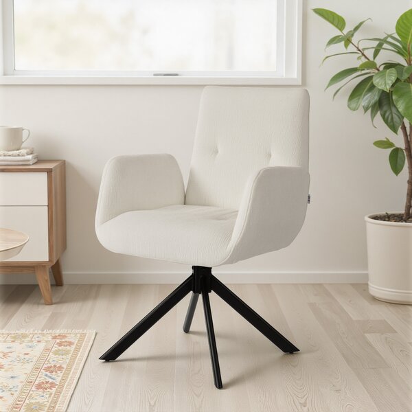 HOMCOM Poltrona Moderno imbottita, Sedia d'accento girevole fino a 120 kg, 60x61x88 cm, bianco crema | Aosom Italy
