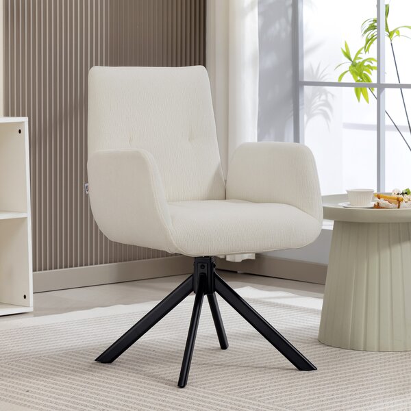 HOMCOM Poltrona Moderno imbottita, Sedia d'accento girevole fino a 120 kg, 60x61x88 cm, bianco crema | Aosom Italy