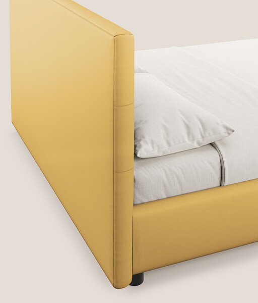 Minato letto imbottito contenitore con testata trapuntata in ecopelle