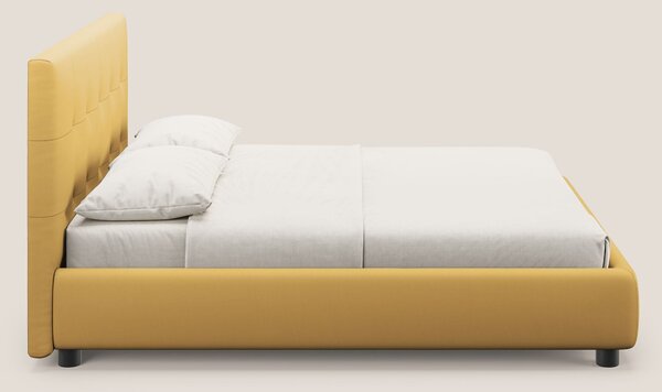 Minato letto imbottito contenitore con testata trapuntata in ecopelle