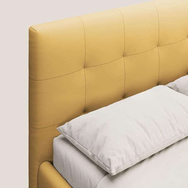 Minato letto imbottito contenitore con testata trapuntata in ecopelle