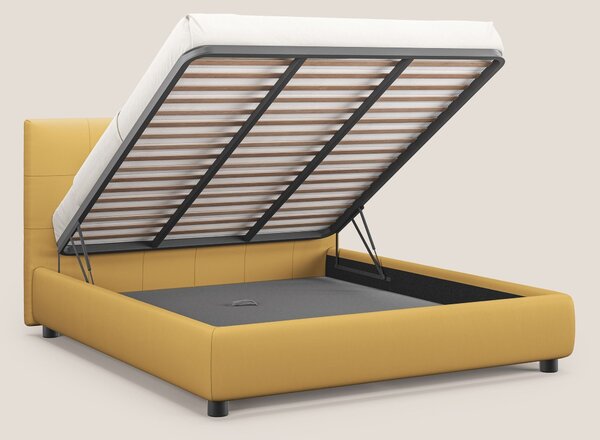 Minato letto imbottito contenitore con testata trapuntata in ecopelle