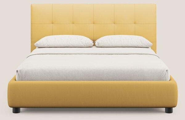 Minato letto imbottito contenitore con testata trapuntata in ecopelle